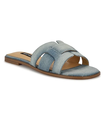 Nine West Women's Germani Woven Flat Slip-On Sandals