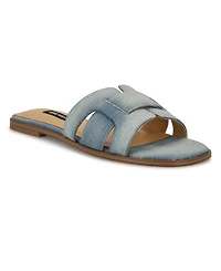 Nine West Women's Germani Woven Flat Slip-On Sandals