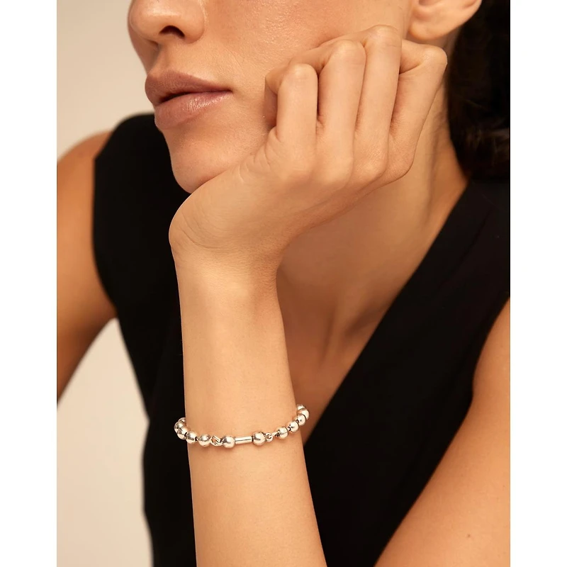 UNOde50 Sterling Silver and 18k Gold Multiple Beads Bracelet