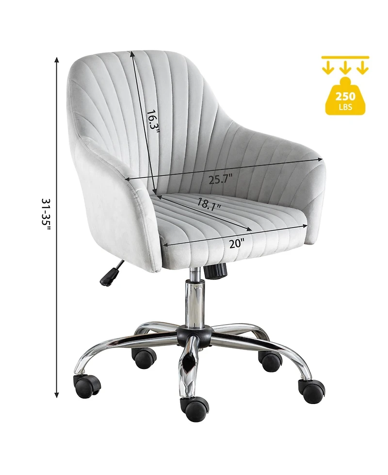 Boyel Living Velvet Accent Chair Modern Home Office Leisure Chair with Adjustable Height and Casters