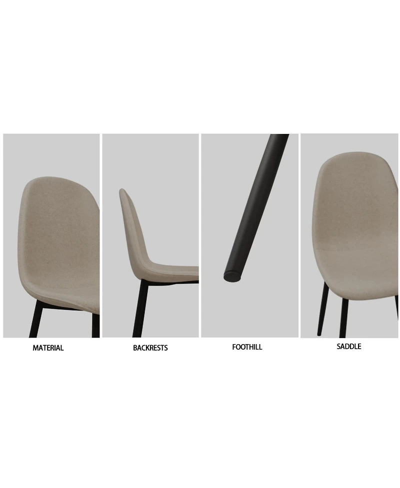 Streamdale Modern Dining Set White Table, Beige Chairs (4-Piece)