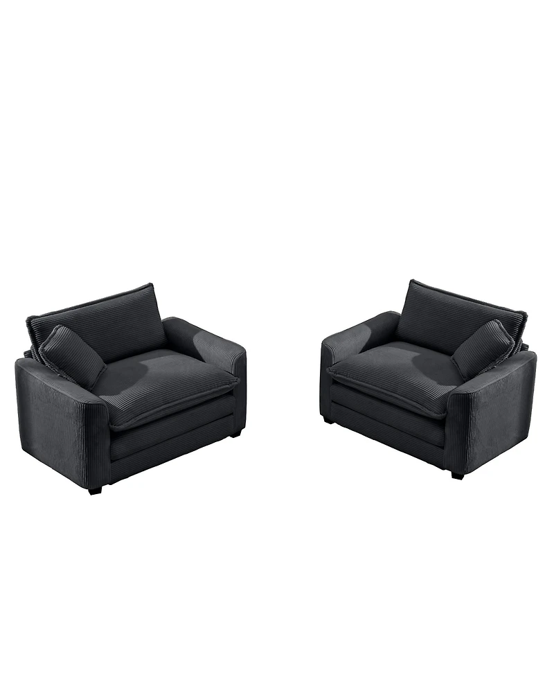 Streamdale Furniture Luxurious and Sophisticated Deep Seated Sofa Set with Two Single Chairs in Grey Corduroy Fabric, Suitable for Bedroom and Office