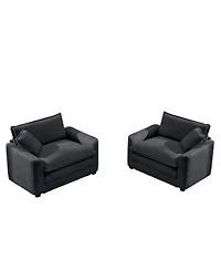 Streamdale Furniture Luxurious and Sophisticated Deep Seated Sofa Set with Two Single Chairs in Grey Corduroy Fabric, Suitable for Bedroom and Office