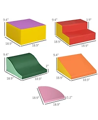 Qaba 6-Pieces Foam Climbing Blocks for Toddlers 1-3 Years, Assorted