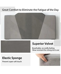 Sugift Queen Velvet Upholstered Bed Frame with High Headboard