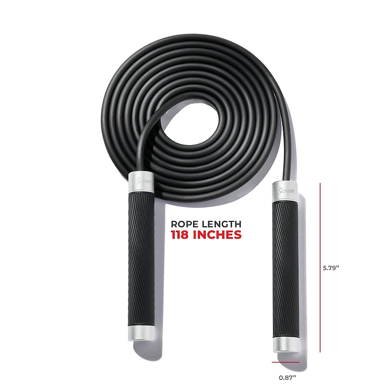 Sunny Health & Fitness Exercise Weighted Jump Rope Weighted with Adjustable Length