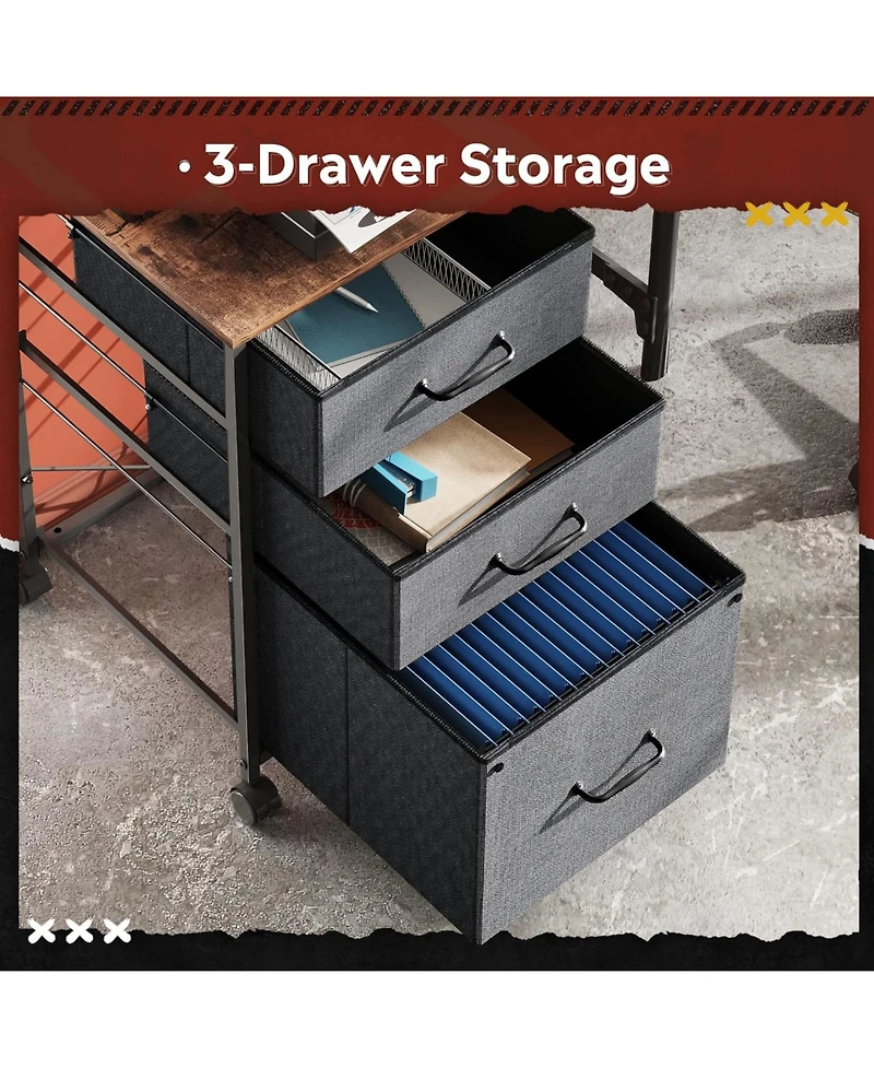 Mobile File Cabinet, Rolling Printer Stand with 3 Drawers