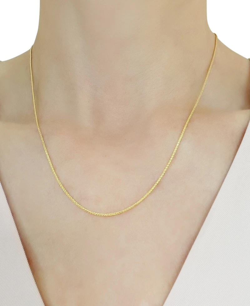 14k Gold Necklace, 18" Diamond Cut Wheat Chain (9/10mm)