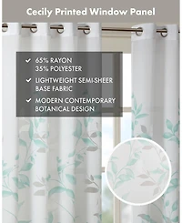 Cecily Burnout Printed sheer Window Curtain, 95 inches long Single Curtain Panel, Width 50 curtains for Bedroom and Living Room, Easy To H