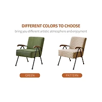 Pattern Colorful Fabric Armchair, Modern Accent Chair High Back, Living Room Chairs with Metal Legs and Soft Padded, Sofa Chairs for Home Office,Bedro