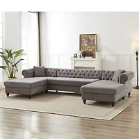 Streamdale Modern Chenille U-Shaped Sofa with Chaises and Pillows