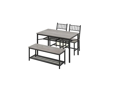 gaomon Dining Table and Chairs Set of 4 Kitchen Table with Storge Bench 47.2" Rectangular Kitchen Table Set with Wine Rack Small Dining Table Set for