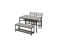gaomon Dining Table and Chairs Set of 4 Kitchen Table with Storge Bench 47.2" Rectangular Kitchen Table Set with Wine Rack Small Dining Table Set for