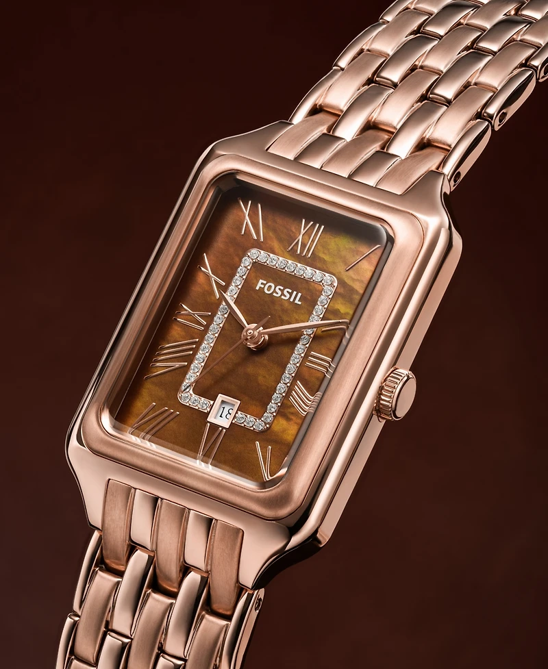 Fossil Women's Raquel Three-Hand Date Rose Gold-Tone Stainless Steel Watch 26mm
