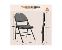 gaomon Folding Chairs 4 Pack, Portable Metal with Cushions and Non-Slip Feet Pads for Home Office, Indoor Outdoor Events