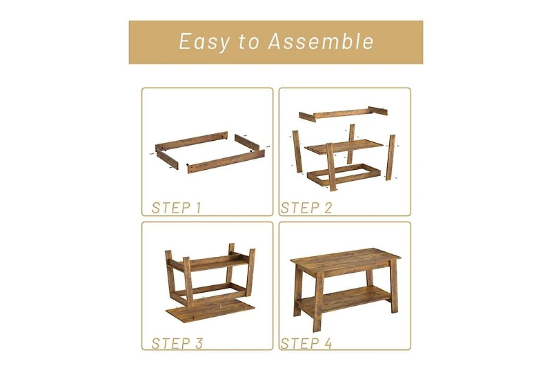 gaomon Coffee Table, 31.49'' Small Living Room Tables, 2-Tier Rustic Table for Room