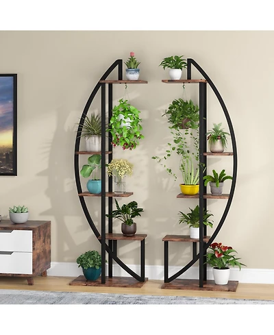 Tribesigns Multi-Purpose Curved Display Shelf Bonsai Flower Plant Stand Rack,5-Tier Plant Stand Pack of 2