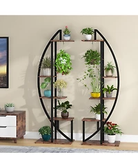 Tribesigns Multi-Purpose Curved Display Shelf Bonsai Flower Plant Stand Rack,5-Tier Plant Stand Pack of 2