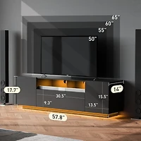 Wlive Tv Stand for 65 Inch Modern Entertainment Center with Led 58" Console Storage Cabinet Stands Living Room