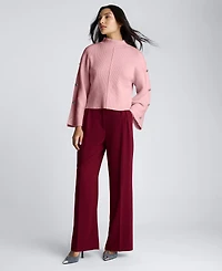 Kenneth Cole Women's Button-Sleeve Mock Neck Sweater