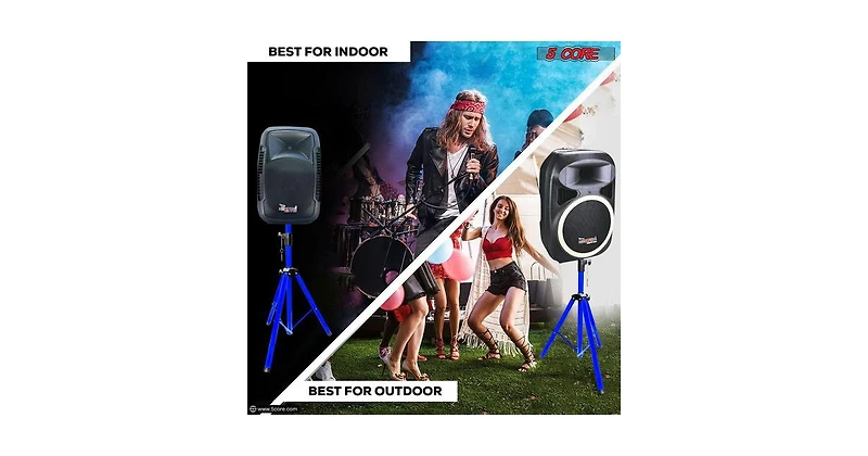 5 Core Speaker Stand Tripod Heavy Duty Adjustable Up to 72 Inch Dj Studio Monitor Stands Pole Mount - Blue - 2PCS