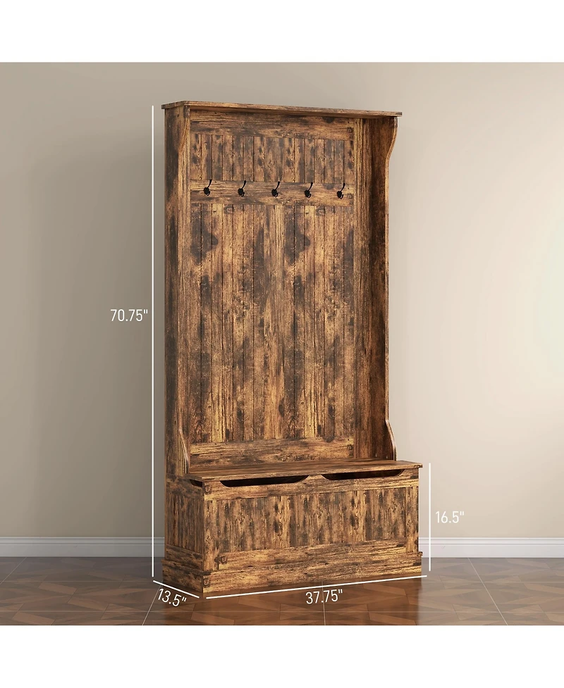 Homcom 3-In-1 Hall Tree Storage Bench and Coat Rack
