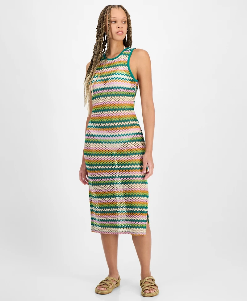Miken Juniors' Striped Low-Back Dress Swim Cover-Up, Exclusively at Macy's