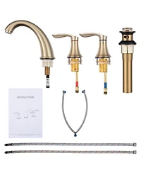 gaomon Bathroom Sink Faucet, Widespread Brushed Bathroom Faucet 3 Hole