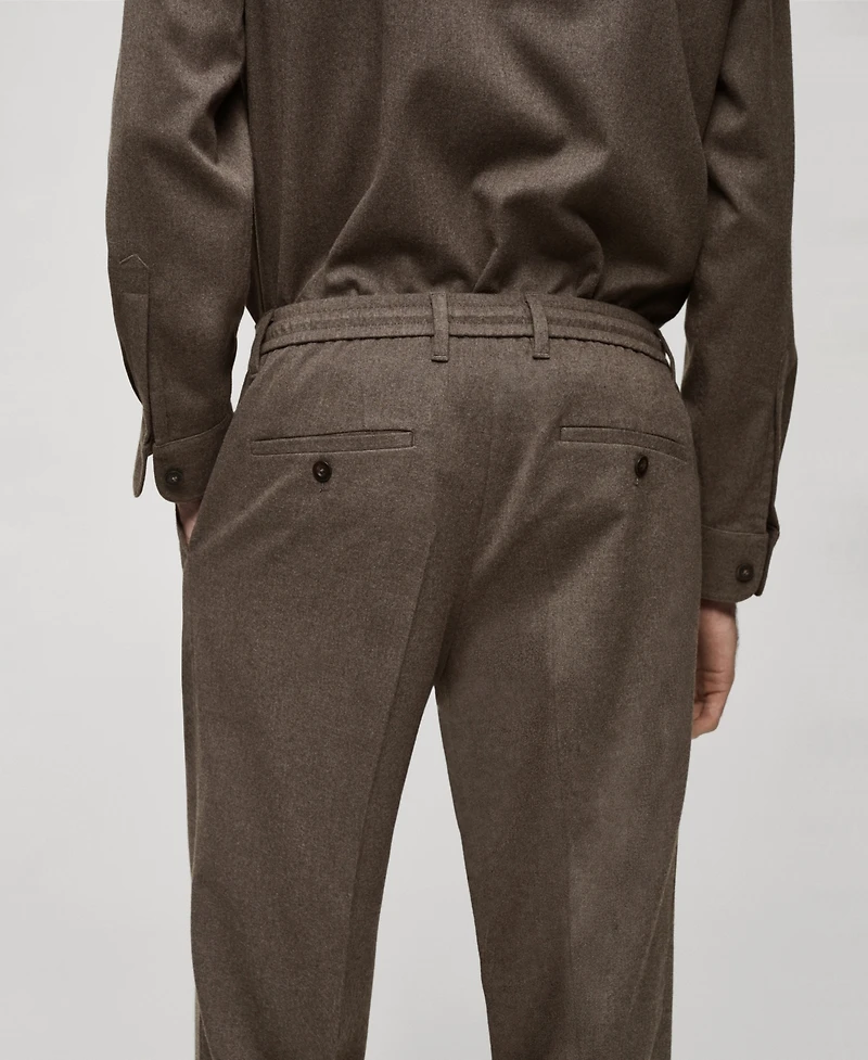Mango Men's Regular-Fit Pleated Trousers