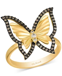 Le Vian Chocolate Diamond & Nude Diamond Butterfly Ring (1/3 ct. t.w.) in 14k Gold