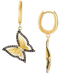 Le Vian Chocolate Diamond & Nude Diamond Butterfly Drop Earrings (1/2 ct. t.w.) in 14k Gold