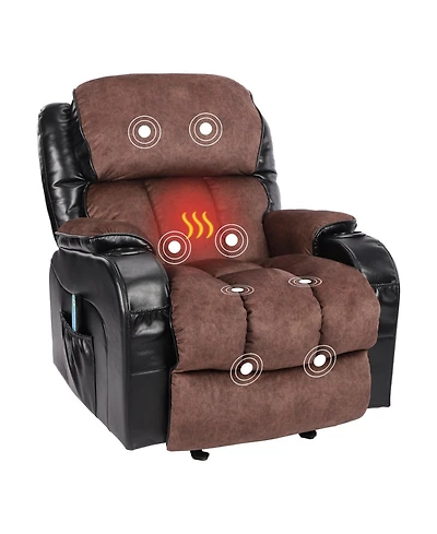 Recliner Chair for Living Room Sofa in Black Brown with Rocking Function and Side Pocket