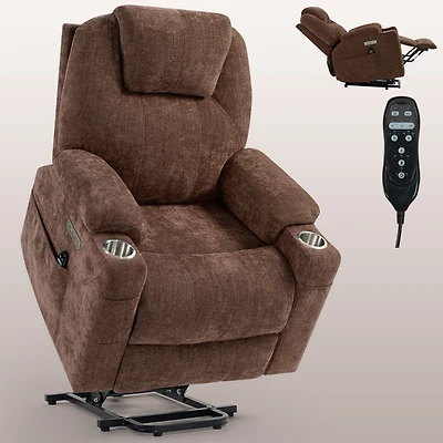 Up to 350 Lbs Power Lift Recliner Chair Heavy Duty Motion Mechanism with 8-Point Vibration Massage and Lumbar Heating, Usb Type-c Ports