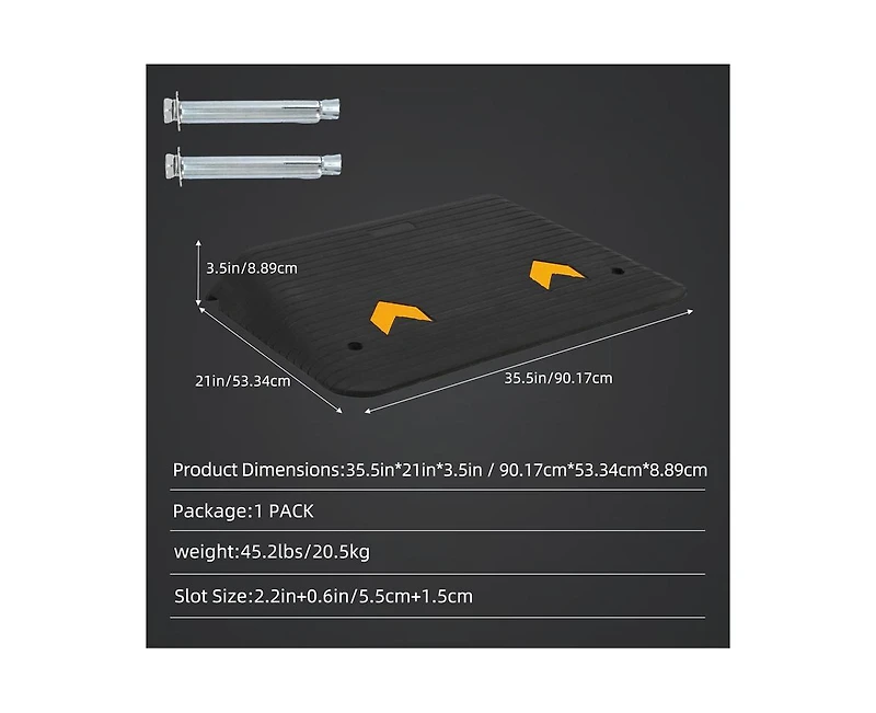gaomon Rubber Threshold Ramp, 3.5" Rise Wheelchair Ramp Doorway, Recycled Rubber Power Curb Ramp Rated 33000 Lbs Load Capacity
