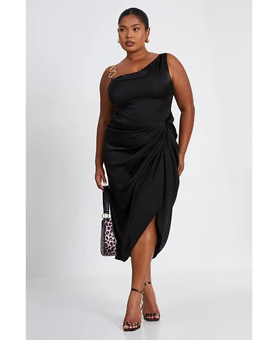 Quiz Plus Size Asymmetric Cowl Midi Dress