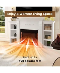 Mondawe 70" Tv Stand with 28" Fireplace - 99lb Top, Remote, 4 Flame, 5000 Btu Heat, Timer & Safety