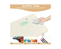 gaomon Kids Table and Chair Set, Height Adjustable Toddler Table and 4 Chairs Set for Ages 2-10, Graffiti Desktop, Non-Slip Legs, Arts & Crafts Table