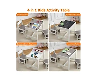 gaomon Kids Table and Chair Set, 4 in 1 Children Activity Table w/Storage, Removable Tabletop, Blackboard, 3-Piece Toddler Furniture Set for Art, Craf
