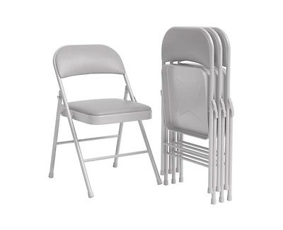4 Pack Folding Chairs with Padded Cushion and Back, Folding Chairs for Outside, Foldable Chairs with Metal Frame Hold Up to 350 Lbs, Metal Chairs for
