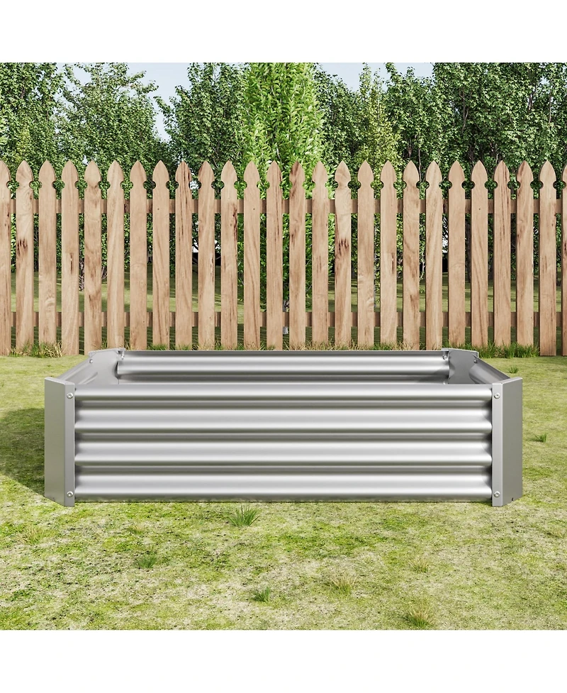 Slickblue Metal Raised Garden Bed Rectangular Planter for Flowers, Vegetables, and Herbs