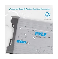 Pyle 2-Channel Waterproof Marine Amplifier Kit - 600 Watt, Aux/Rca Input