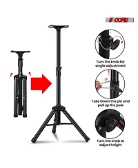 5 Core Speaker Stand Tripod Tall Adjustable 36 Inch Dj Pole Mount Studio Monitor Stands