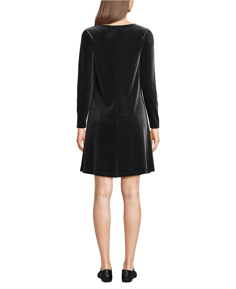 Lands' End Women's Knit Velvet Square Neck Dress