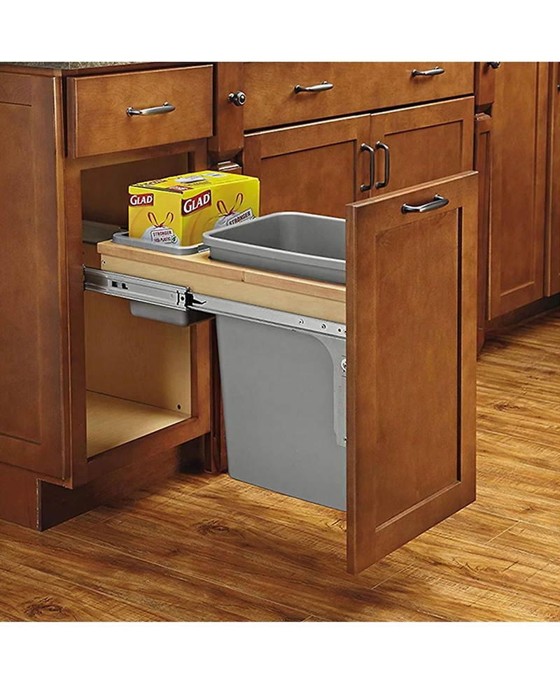 Rev-a-Shelf Pullout Top Mount Trash Can w/ Soft-close, 35 qt., 4WCTM-12BBSCDM1