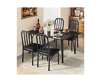 gaomon Glass Dining Table Set for 4, Kitchen Table Chairs Set of 4 with Comfortable Pu Cushion, Dining Room Table Set for 4 with Kitchen Chairs Furnit