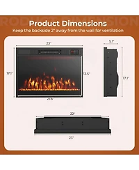 Skonyon 23 Inches 750W/1500W Electric Fireplace Heater with Alter Flame Color and Brightness
