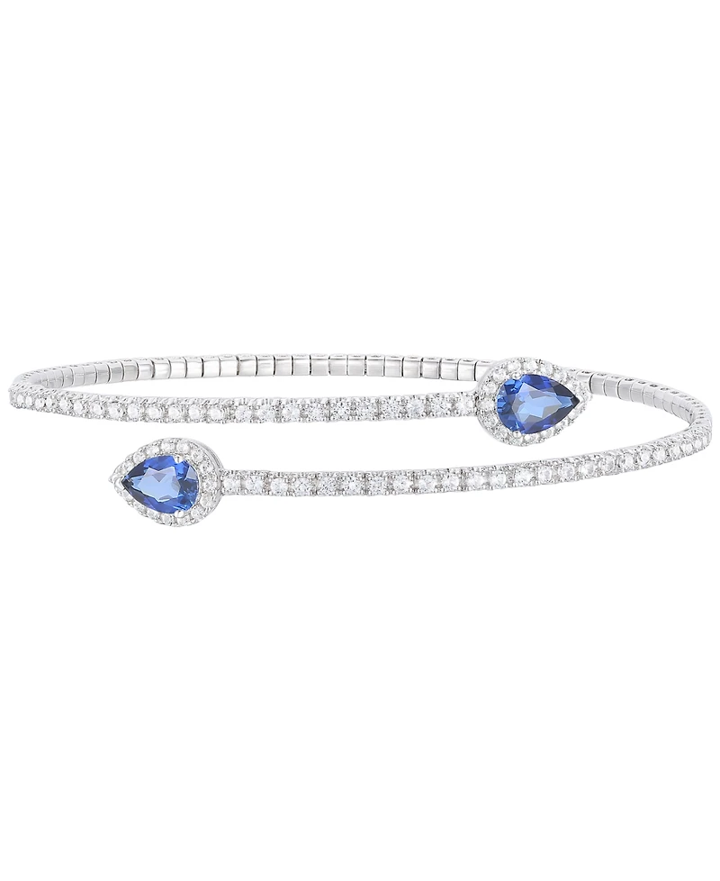 Lab Grown Emerald (1-1/4 ct. t.w.) & White Sapphire Accent Flex Wrap Bracelet in Sterling Silver (Also in Additional Gemstones)