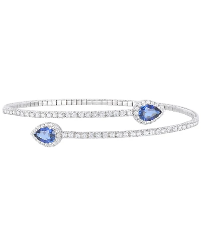 Lab Grown Emerald (1-1/4 ct. t.w.) & White Sapphire Accent Flex Wrap Bracelet in Sterling Silver (Also in Additional Gemstones)