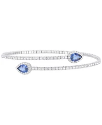 Lab Grown Emerald (1-1/4 ct. t.w.) & White Sapphire Accent Flex Wrap Bracelet in Sterling Silver (Also in Additional Gemstones)