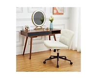 gaomon Office Chair with Wheels, Wide Seat Swivel Leather Armless Criss Cross Chair, 360° Height Adjustable Swivel Desk Chair